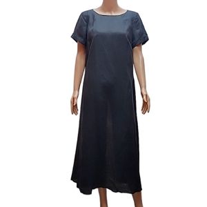 Ronen chen Black linen maxi dress with open back and side pockets Size 6